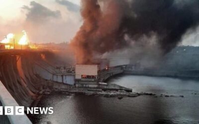 Moment Ukraine’s largest dam hit by missile